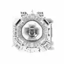 A mesmerizing black and grey illustration of the Bombonera stadium tattoo design idea