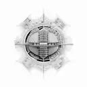 A mesmerizing black and grey illustration of the Bombonera stadium tattoo design idea