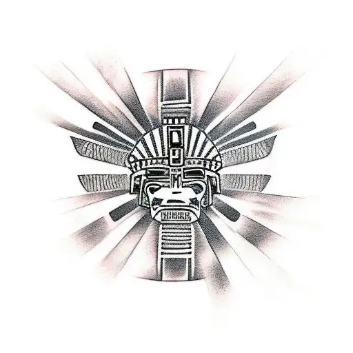 Aztec teen warrior sleeave tattoo design idea