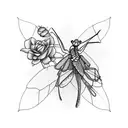 pray mantis and flowers tattoo design idea