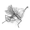 pray mantis and flowers tattoo design idea