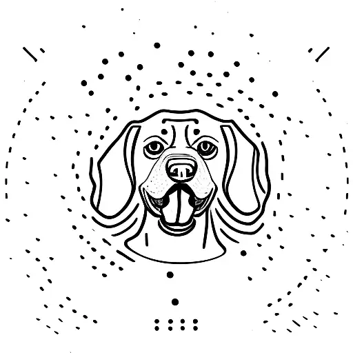 A minimalist and simple Beagle silhouette with its cute tongue out tattoo design idea