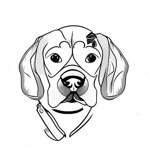 Beagle with its cute tongue out tattoo design idea
