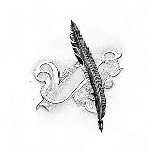 A tattoo of a quill pen writing the word 'love' in different languages tattoo design idea