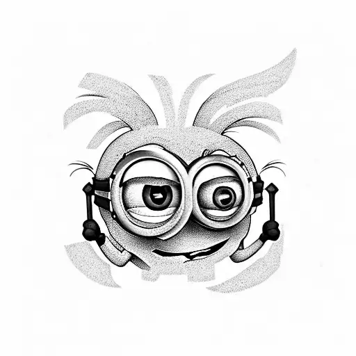 Black and grey style Minion tattoo on the left inner