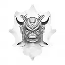 oni mask with a scroll tattoo design idea