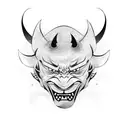 oni mask with a scroll tattoo design idea