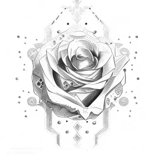 cross rose green thorn tattoo design idea