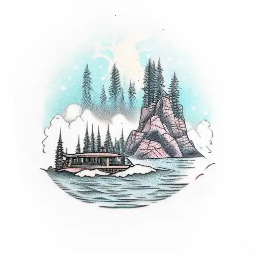 waterfall, forest, swords, Nature, Skyrim, houseboat, spain, travel, Holiday memories tattoo design idea