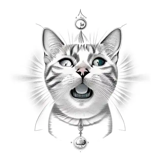 A realistic depiction of an orange and white cat lounging in a sunbeam tattoo design idea