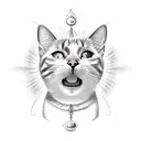 A realistic depiction of an orange and white cat lounging in a sunbeam tattoo design idea