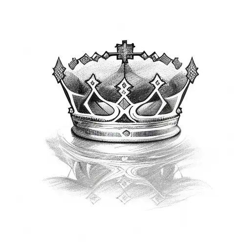 King's Crown with cross and roses tattoo design idea