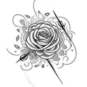 Thigh to hip tattoo design, including maybe: lace, chains, a bat, a hawk, thorns, carnations, knives, swords, and stuff  tattoo design idea