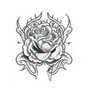 Thigh to hip tattoo design, including maybe: lace, chains, a bat, a hawk, thorns, carnations, knives, swords, and stuff  tattoo design idea