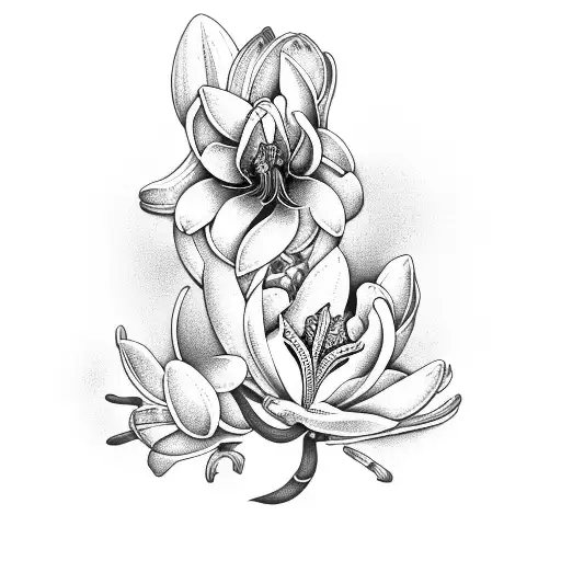 tiger lily with magnolias tattoo design idea