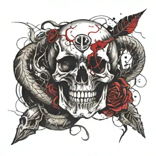 Skull and snake tattoo design idea