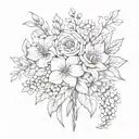July august november birth flower bouquet tattoo design idea