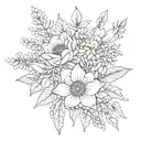 July august november birth flower bouquet tattoo design idea