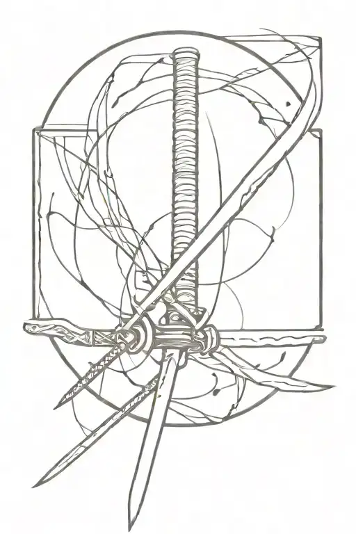 Japanese Samurai Sword going thru the name Ronin  tattoo design idea