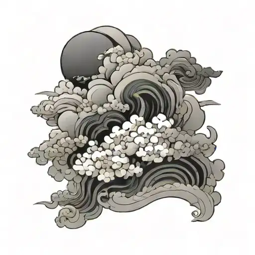 japanese clouds tattoo design idea