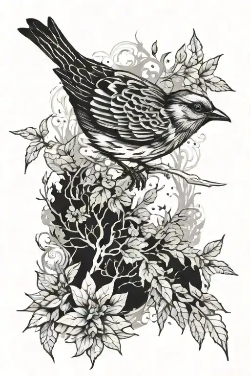 bird, Forest, smoke tattoo design idea