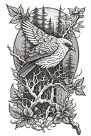 bird, Forest, smoke tattoo design idea