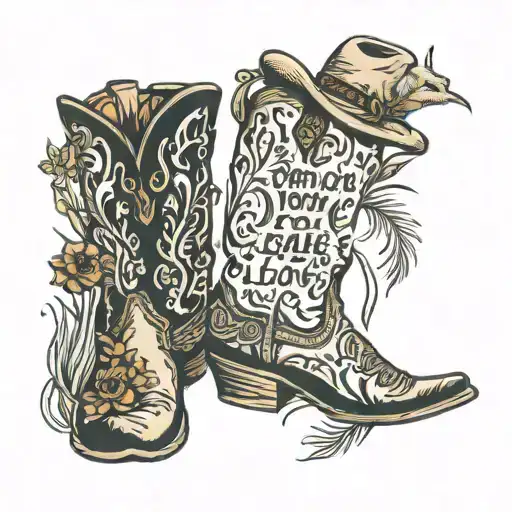 cowboy boots sunshine zach bryan lyrics tall grass boat lake love simple life  tattoo design idea