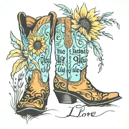 cowboy boots sunshine zach bryan lyrics tall grass boat lake love simple life  tattoo design idea