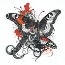 two snakes and butterfly tattoo design idea