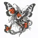 two snakes and butterfly tattoo design idea