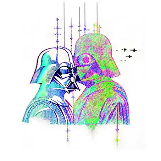 Galactic battle between Darth Vader and Luke Skywalker tattoo design idea
