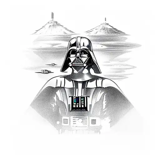 Galactic battle between Darth Vader and Luke Skywalker tattoo design idea
