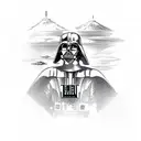 Galactic battle between Darth Vader and Luke Skywalker tattoo design idea