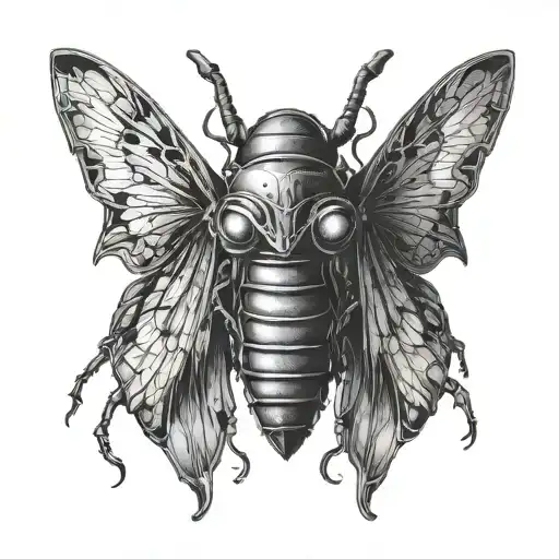 devil cicada with horns tattoo design idea