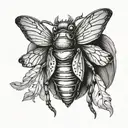 evil cicada with horns  tattoo design idea