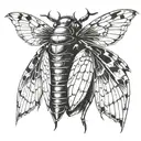 evil cicada with horns  tattoo design idea