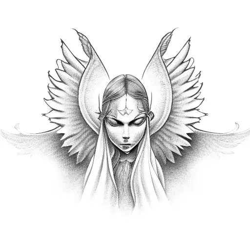 Angel and demon with scale tattoo design idea