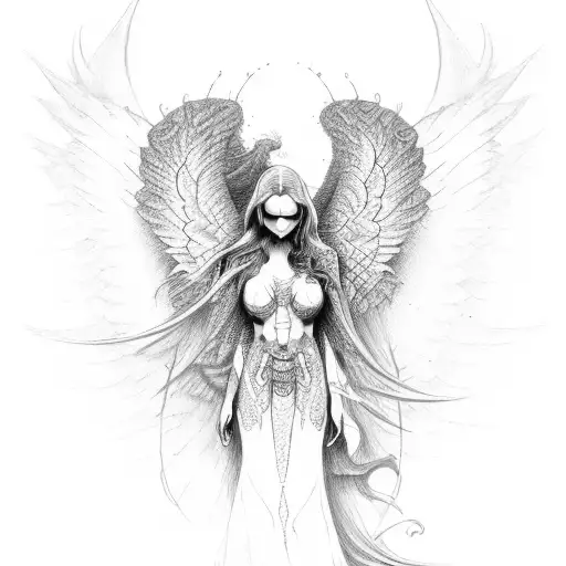 Angel and demon with scale tattoo design idea