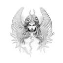Angel and demon with scale tattoo design idea
