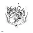 cat and angel in hell tattoo design idea