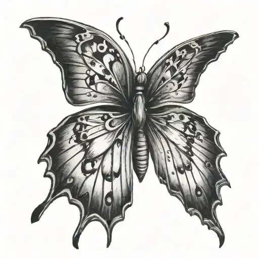 gothic butterfly flying tattoo design idea