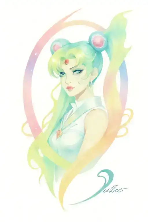 cyberpunk sailor moon tattoo design idea