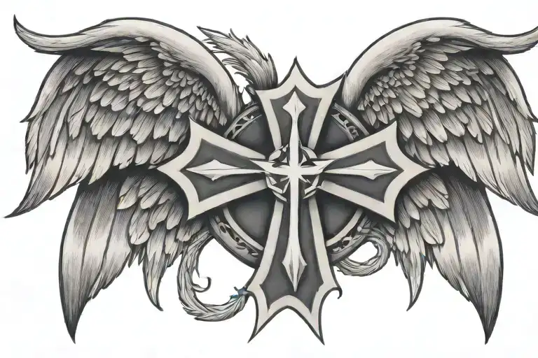 Maltese cross with wings spread tattoo design idea