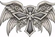 Maltese cross with wings spread tattoo design idea