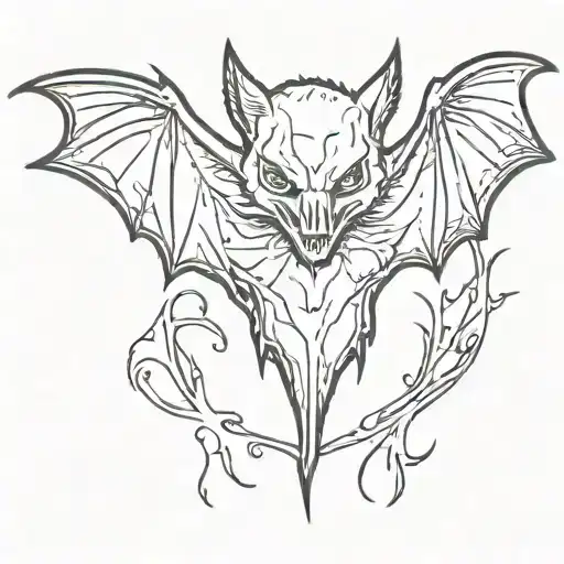 evil bat tattoo design idea