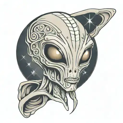 grey alien tattoo design idea