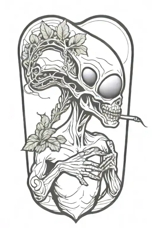 alien smoking weed tattoo design idea