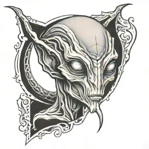 grey alien tattoo design idea
