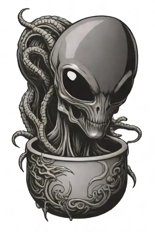 alien sake tattoo design idea