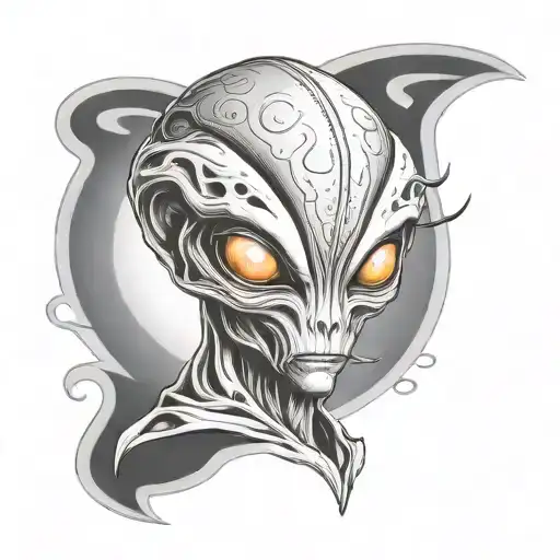 grey alien tattoo design idea